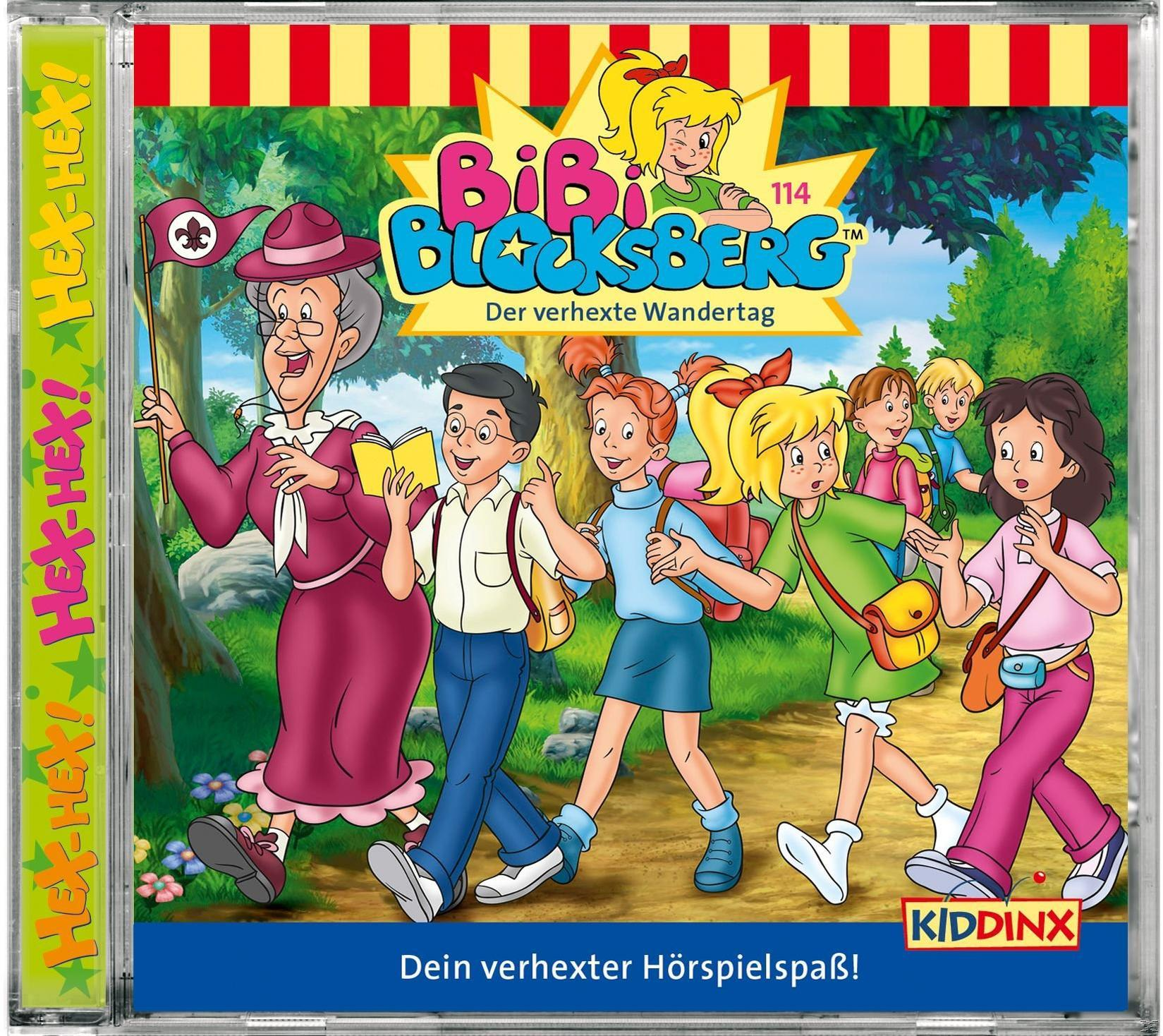 CD-Cover von Bibi Blocksberg. Kinder im Wald. Text auf Deutsch.