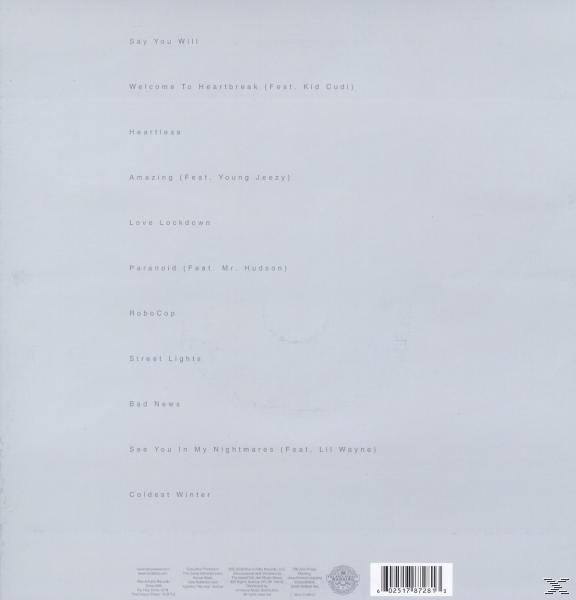 Verso d'un album de musique avec la liste des titres. Le fond est gris avec du texte blanc et un code-barres.