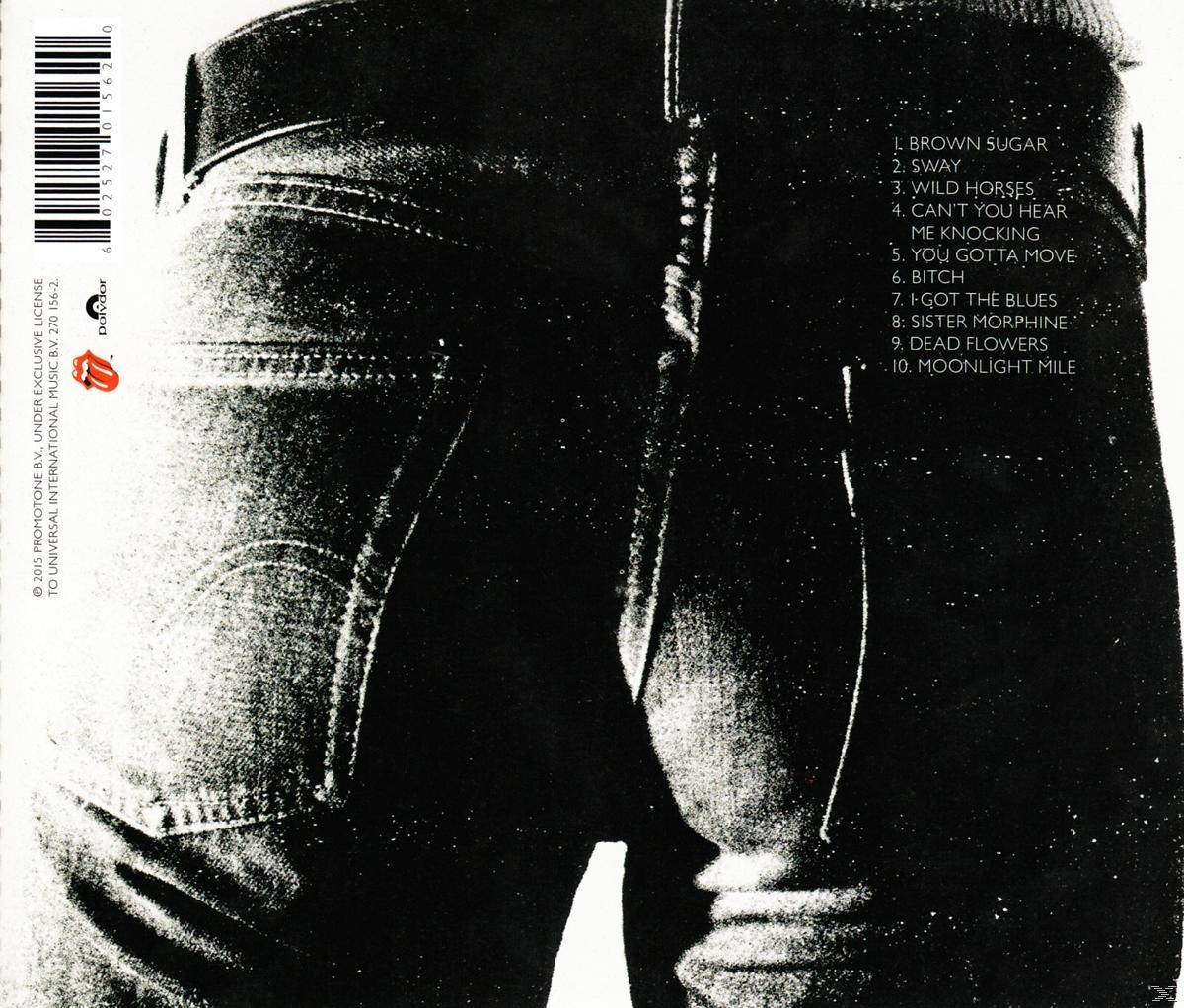 Album borító: farmernadrág hátulja. Fekete-fehér fotó, Rolling Stones logó.