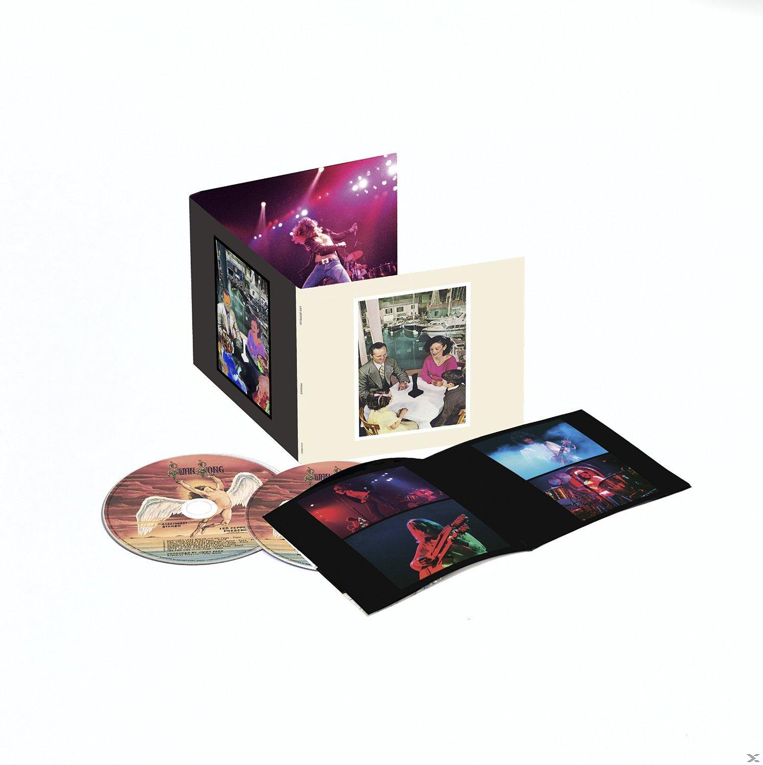 Led Zeppelin Album-Set. Mit Live-Performance-Fotos und Albumcovern.