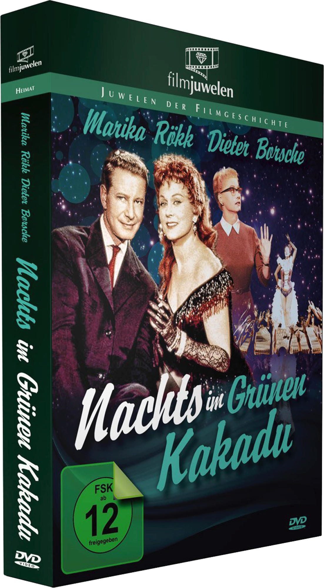DVD-Cover: ein Mann und eine Frau in formeller Kleidung und eine Frau in Rot im Hintergrund.