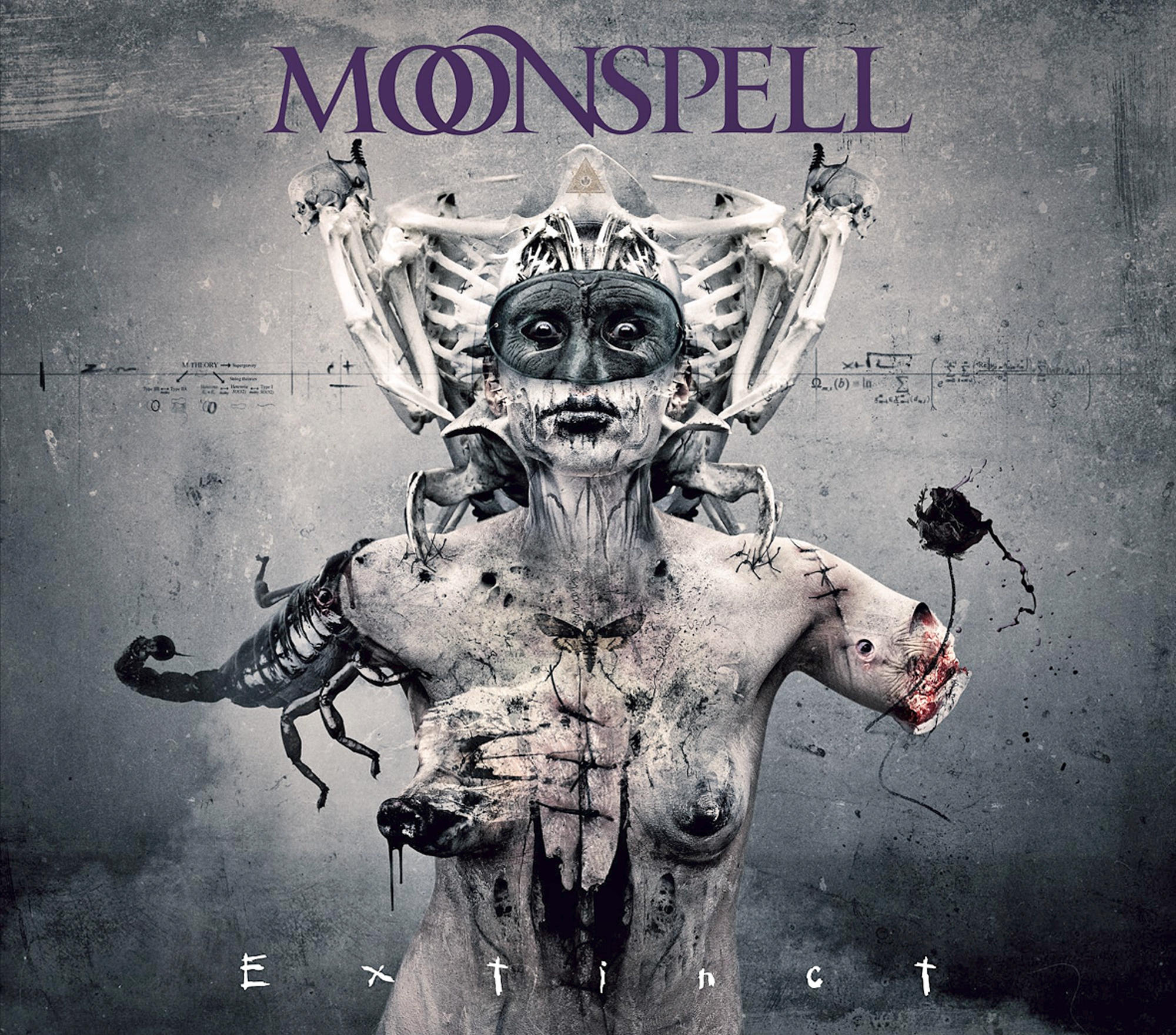 Albumcover. Figur mit Totenkopf. Dunkler, grauer Hintergrund. Extinct Text.