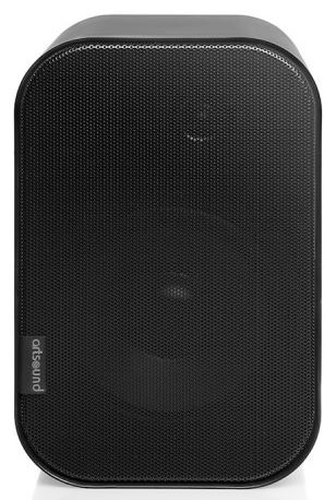 Zwarte artsound-luidspreker, ovale vorm, met een mesh voorkant, eenvoudig en schoon.