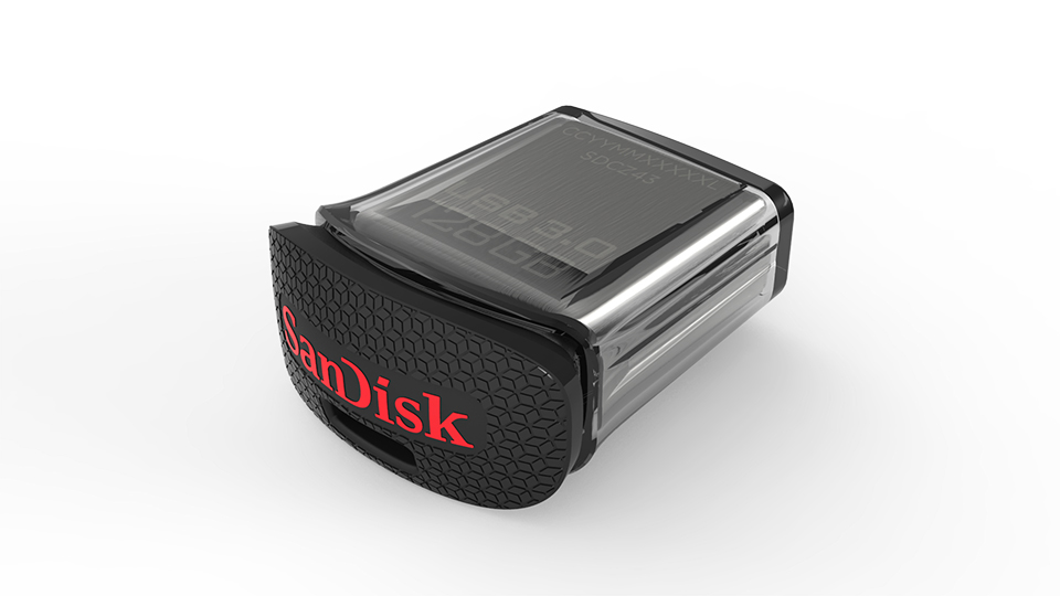 SANDISK ULTRA FIT USB-Stick, 128 GB, 130 MB/s, Schwarz/Silber