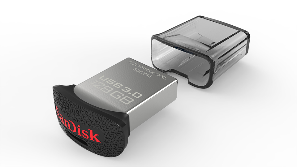 SANDISK ULTRA FIT USB-Stick, 128 GB, 130 MB/s, Schwarz/Silber