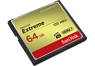 SANDISK SanDisk Extreme CompactFlash - Scheda di memoria - 64 GB - nero / oro - Compact Flash-Schede di memoria  (64 GB, 120, Grigio/Oro)