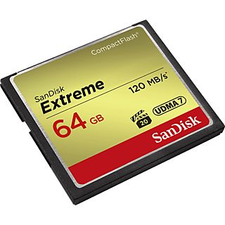 SANDISK Extreme UDMA 7 - Compact Flash-Cartes mémoire  (64 GB, 120, Gris/Or)