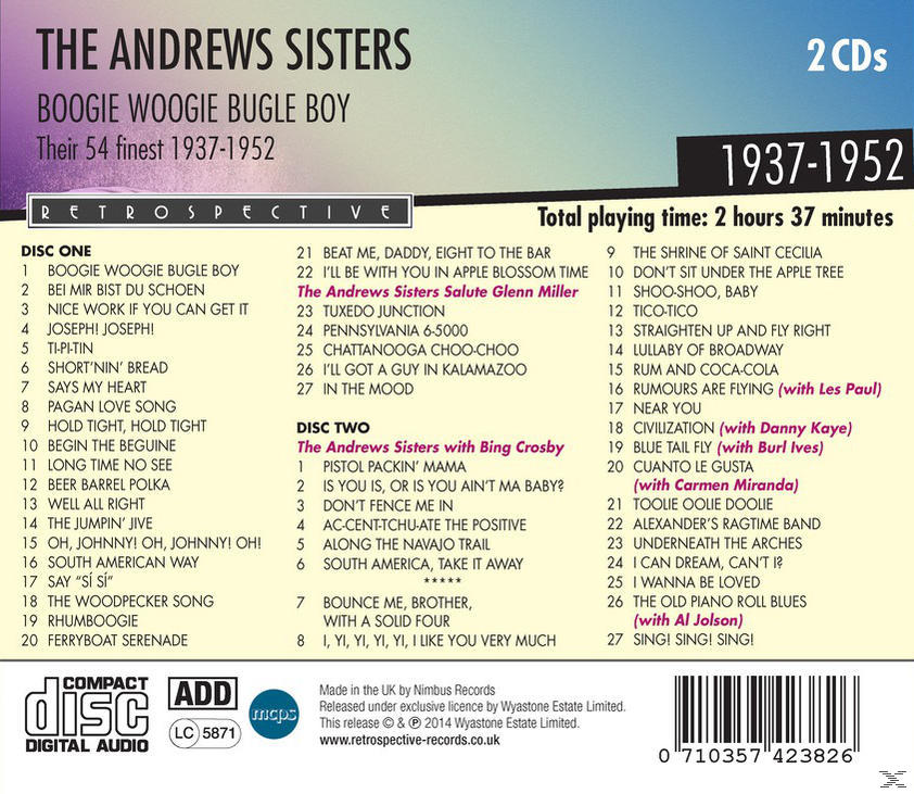 The Andrews Sisters - Boogie Woogie Bugle Boy-Their 5  - (CD)