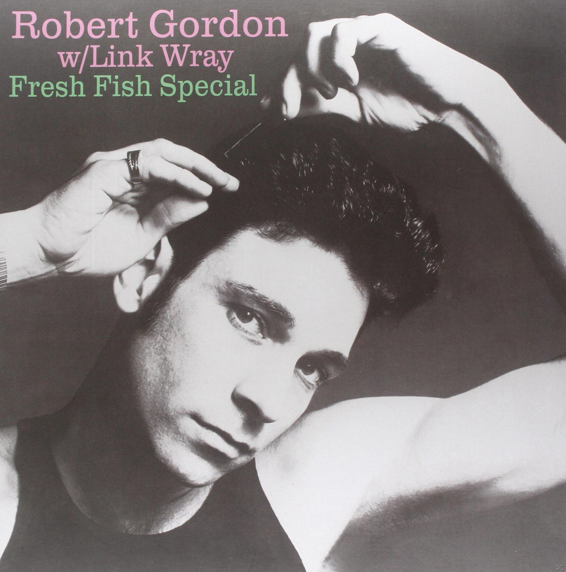 Album borító Robert Gordonnal és Link Wray-jel. Egy férfi trikóban, pompadour hajjal.
