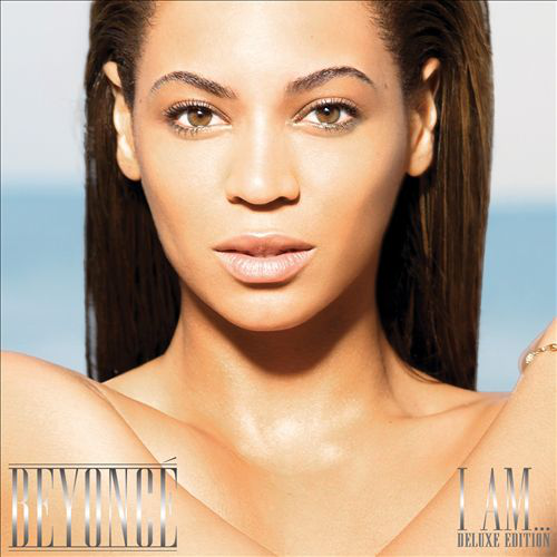 Beyoncé az 'I Am... Deluxe Edition' borítóján, világoskék háttérrel.