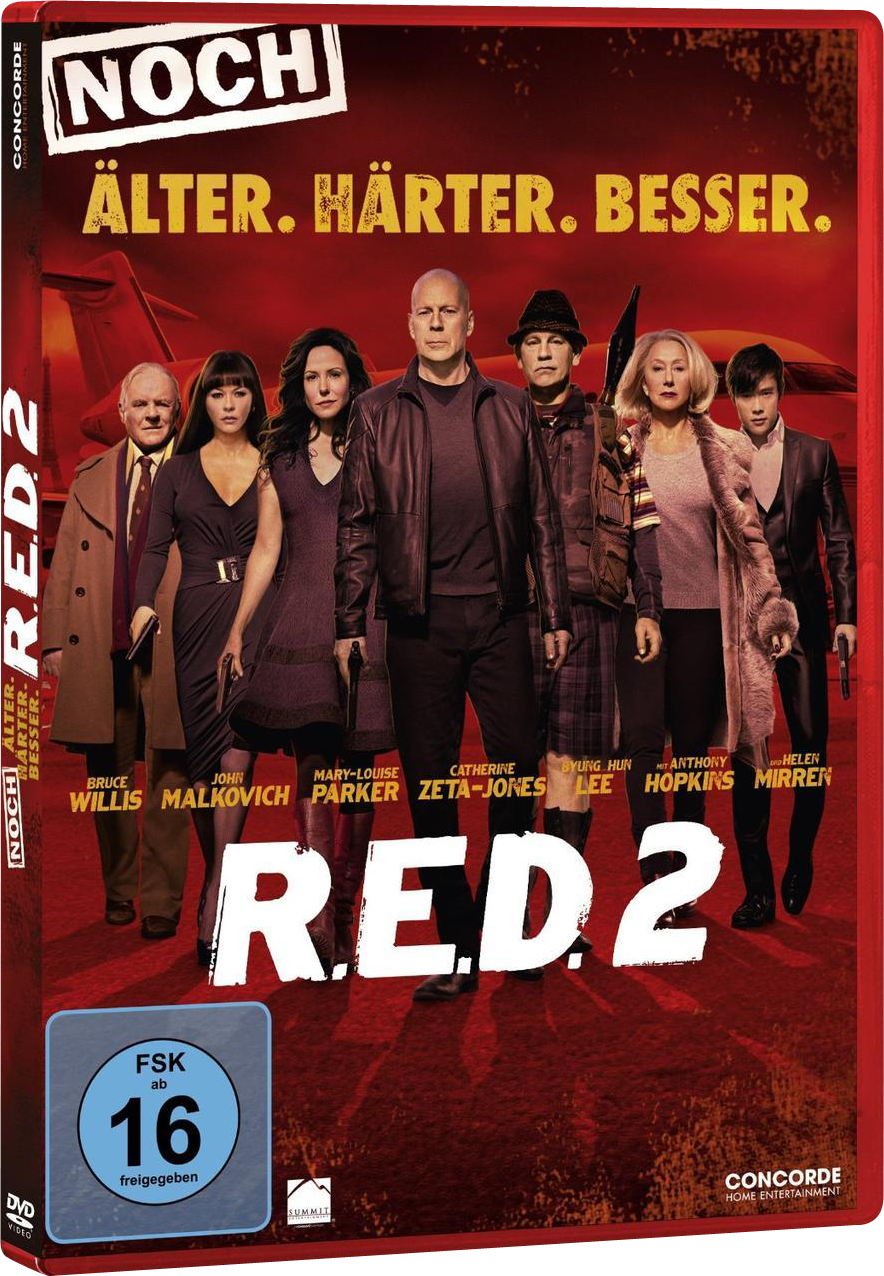 RED 2 Film-DVD-Cover mit Schauspielern.