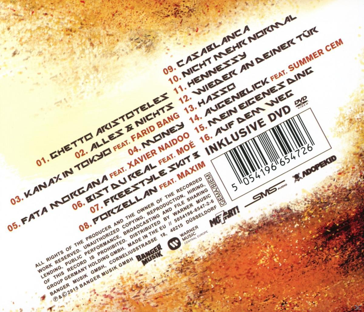CD-Cover mit Titelliste. Orangefarbener und gelber Hintergrund. Enthält den Text 'Inklusive DVD'.