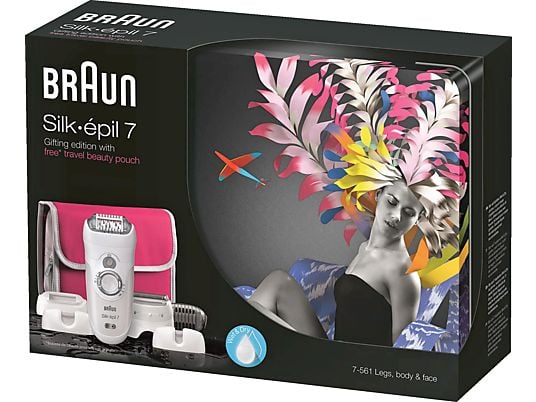 Depiladora - Braun 7561 Tecnología Close-Grip, Luz Smartlight, Varios accesorios