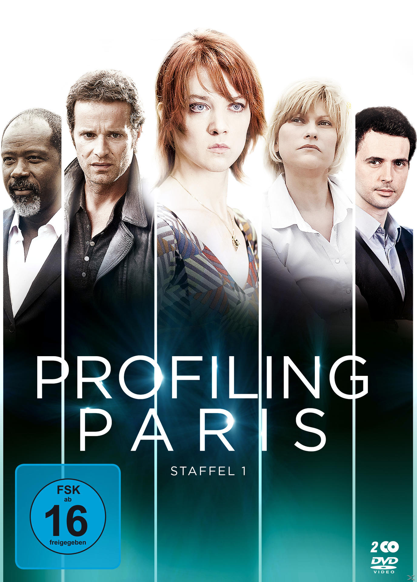 DVD-Cover mit Gesichtern von Schauspielern, Titel 'Profiling Paris' und Bewertung.