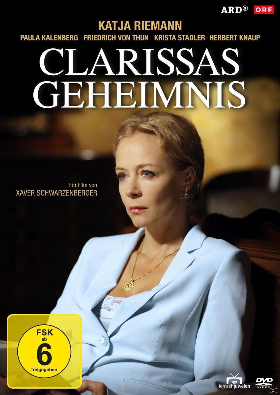 DVD-Cover von 'Clarissas Geheimnis'. Eine Frau schaut zur Seite. Filmtitel ist sichtbar.