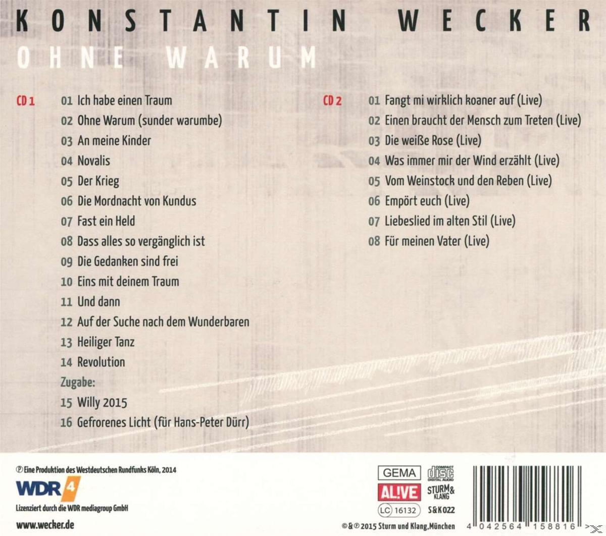 CD-Rückseite mit Titellisten und Text über den Künstler Konstantin Wecker.