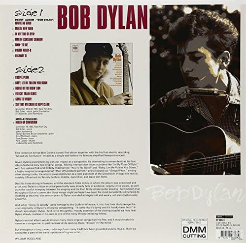 Albumcover mit Bob Dylan, Text und einem Foto von ihm.