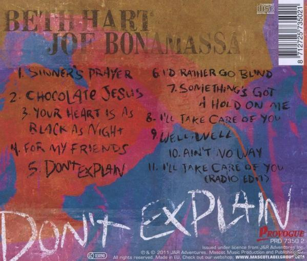 CD-Cover: Album von Beth Hart und Joe Bonamassa mit Titelliste auf farbenfrohem Hintergrund.