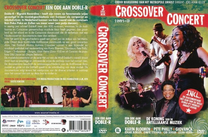 DVD-hoes: Crossover Concert. Zangers met microfoons. Tekst op de hoes met namen van artiesten.