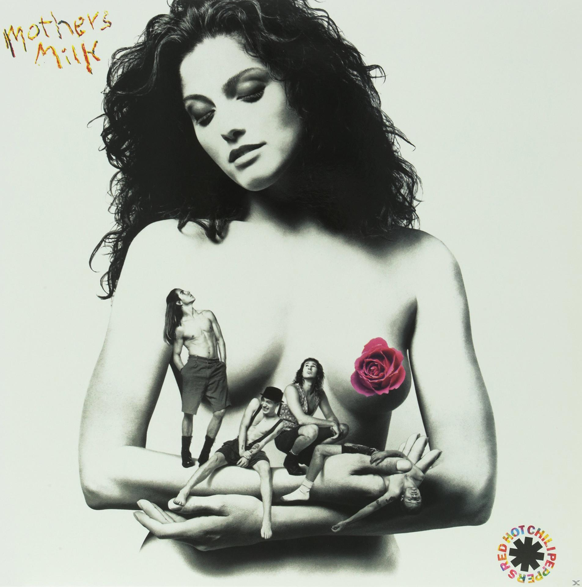 Red Hot Chili Peppers Albumcover. Frau, umgeben von kleinen Bandmitgliedern.