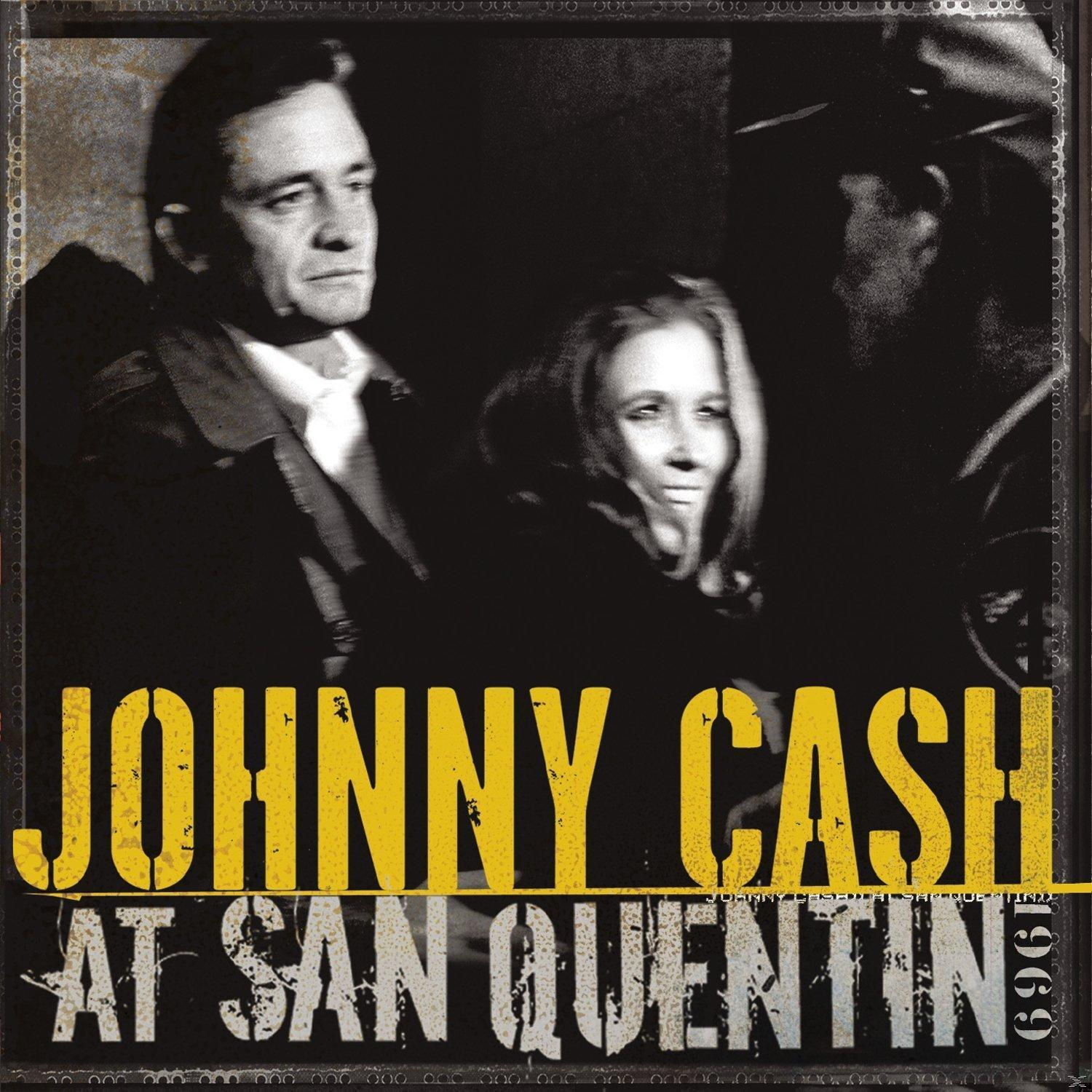 Johnny Cash Albumcover. Schwarz-Weiß-Foto von Cash und einer Frau. Gelber Text.