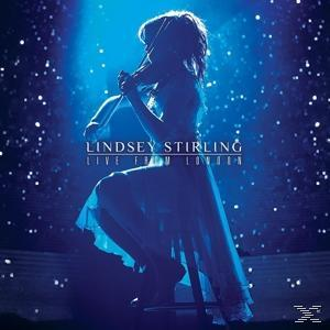 Lindsey Stirling-Albumcover: Eine Frau in einem blauen Kleid spielt Geige vor blauem Licht.