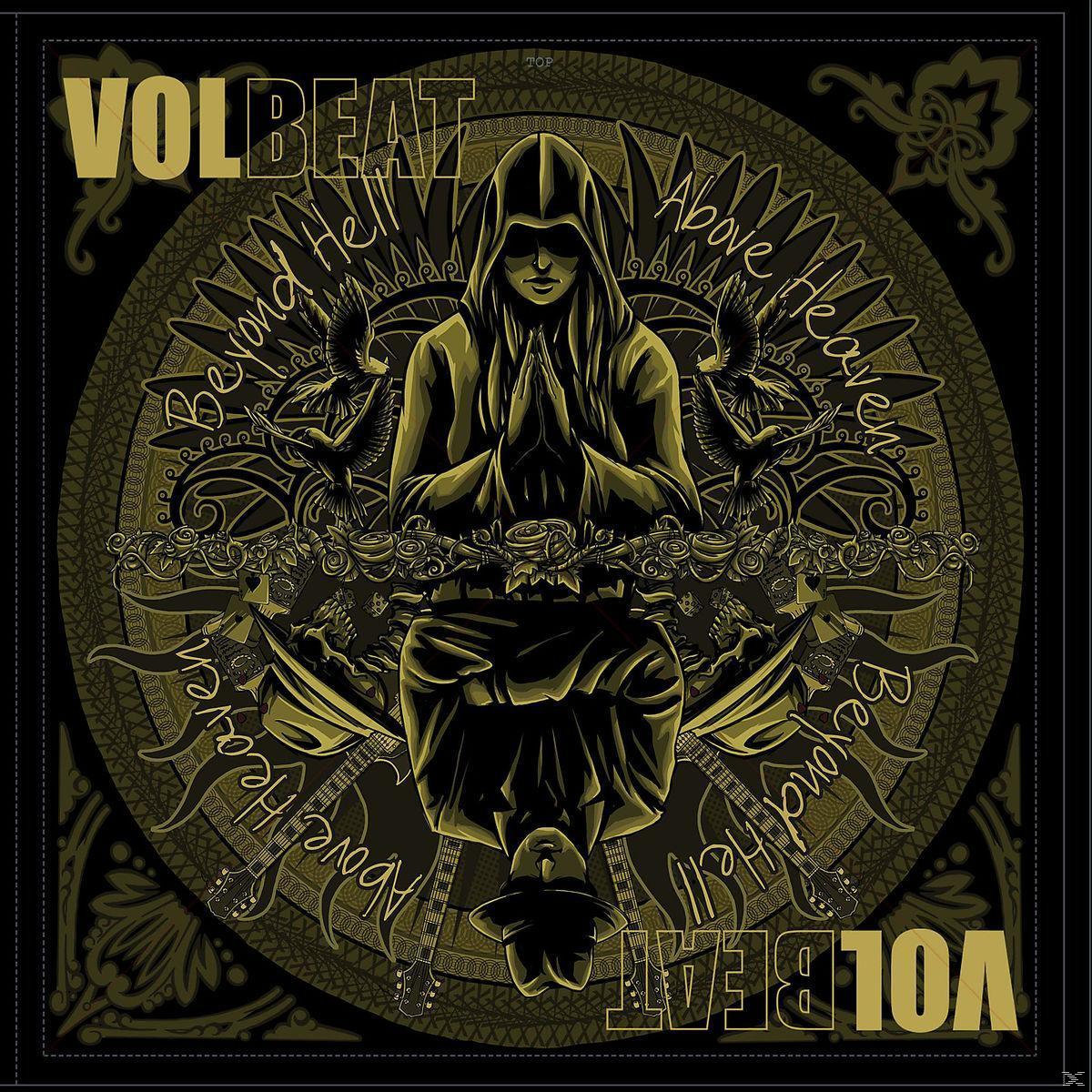 Albumhoes: afbeelding van een persoon met capuchon met gevouwen handen, omringd door gouden ontwerpen. Tekst: Volbeat.