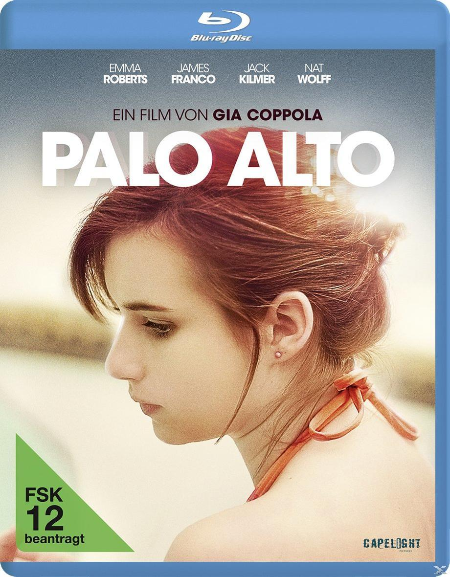 Blu-ray-Cover: 'PALO ALTO'-Filmplakat. Mit Emma Roberts. Grüne FSK 12-Bewertung in der Ecke.