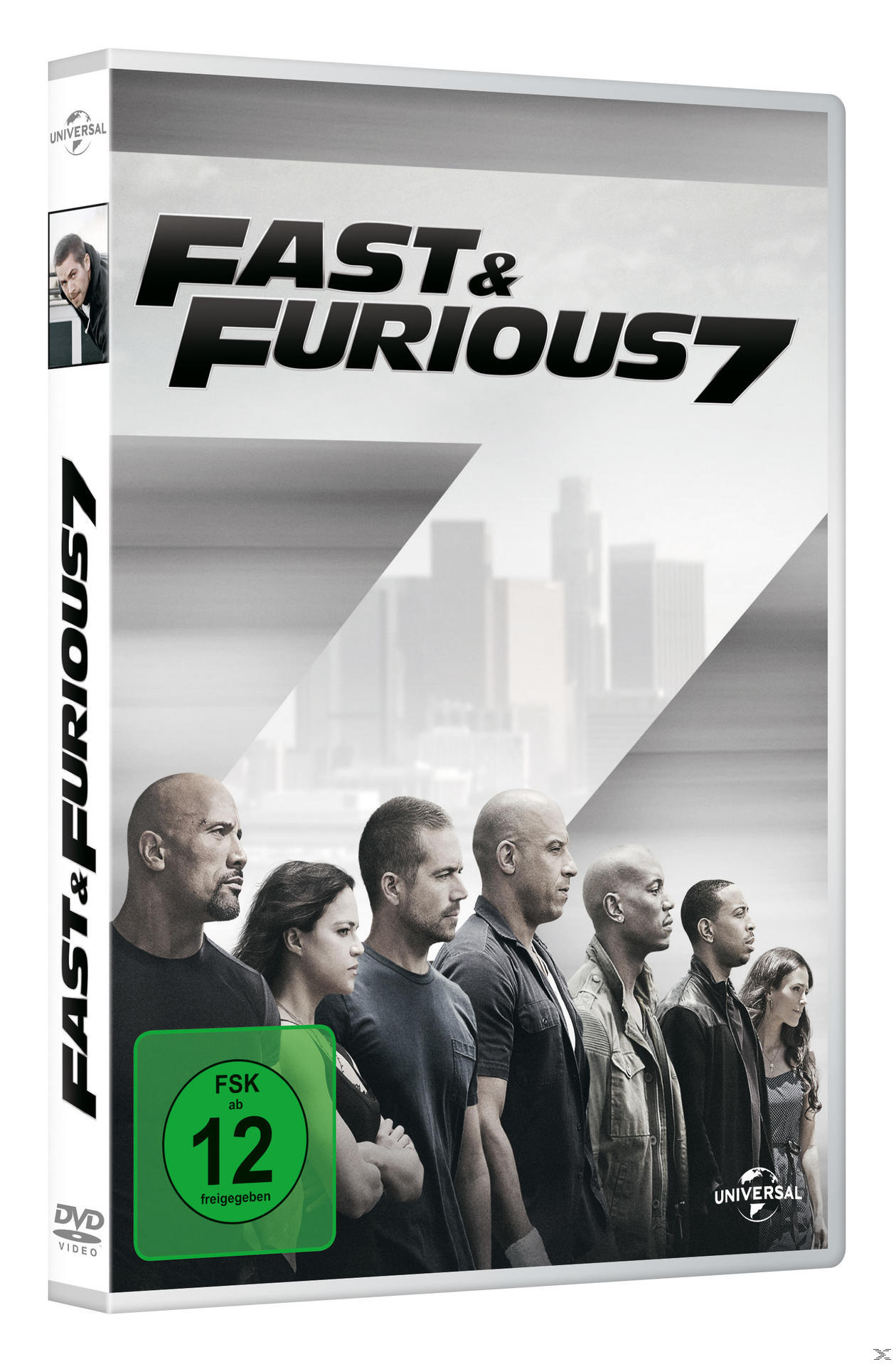 DVD-Hülle für Fast & Furious 7, mit Schauspielern und dem Filmtitel.