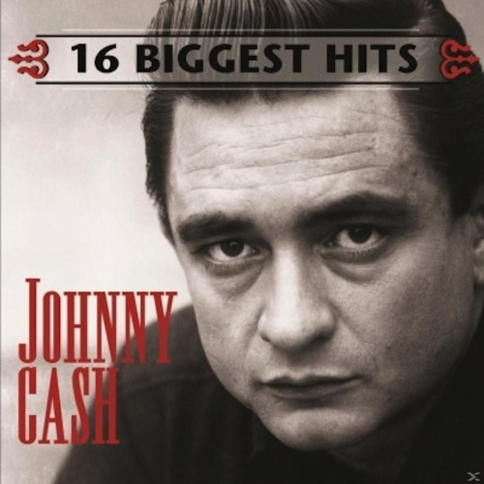 Johnny Cash album borítója. Johnny Cash arca, a szöveg: 16 Biggest Hits és Johnny Cash.