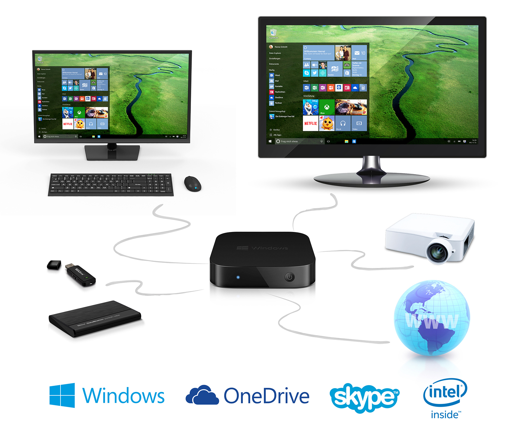 TREKSTOR MiniPC W2 - Intel® Atom® Z3735F - 2 GB - 32 GB - Intel® HD Graphics - Windows 10 Home (64 Bit)