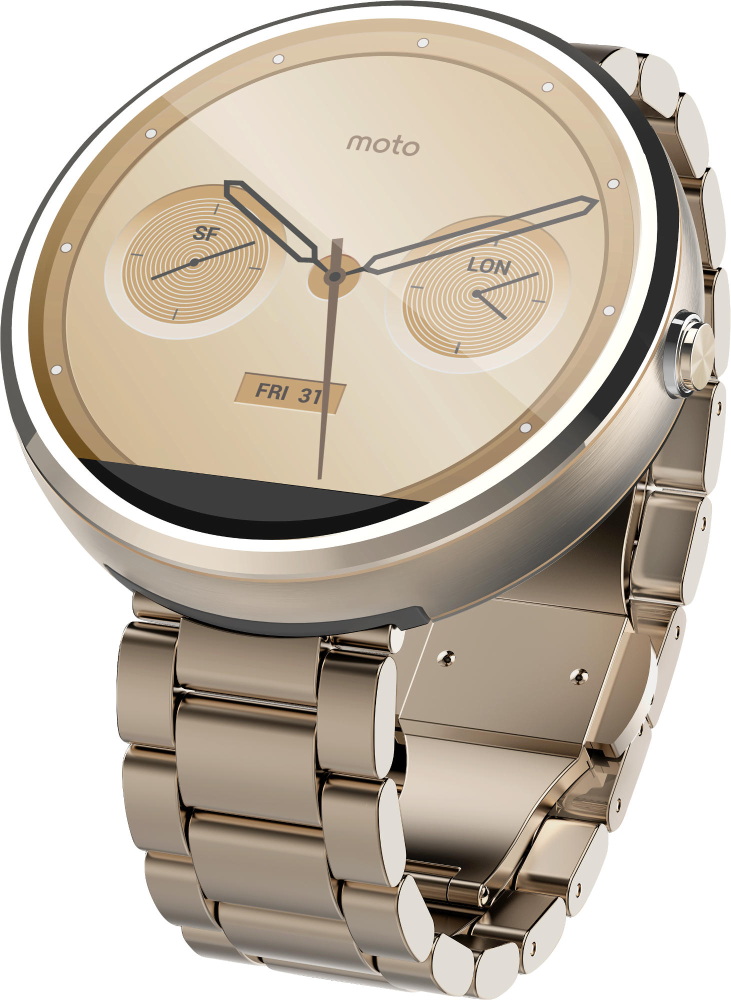 Smartwatch - Motorola Moto 360 con correa metálica, 4 GB, 512 MB RAM, plateado