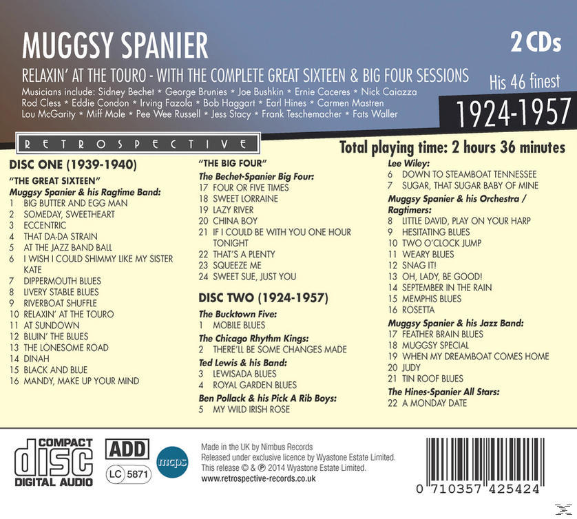 Muggsy Spanier - Relaxin' at the Touro  - (CD)