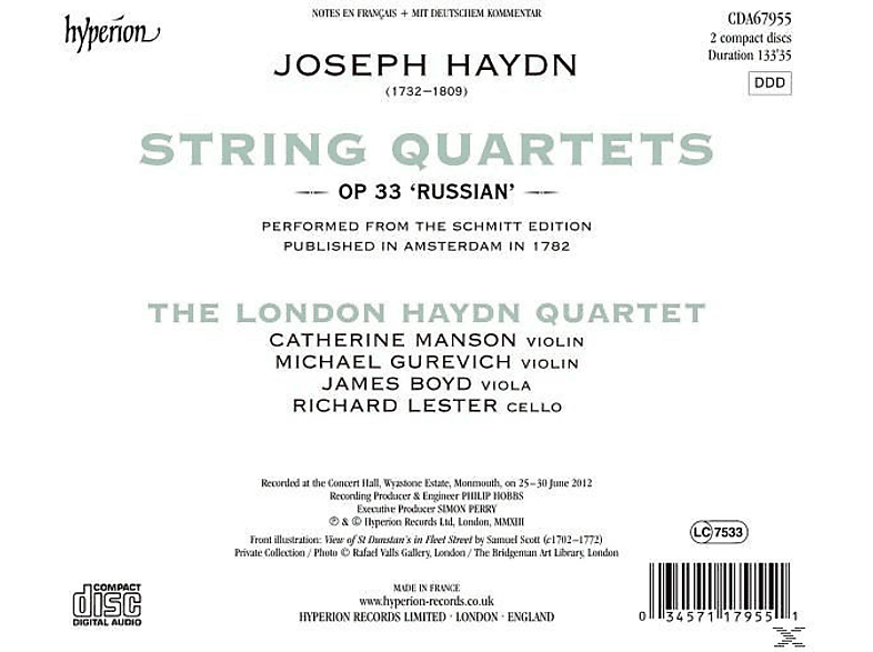 Thumbnail - The London Haydn Quartet - String Quartets op.33 (CD)