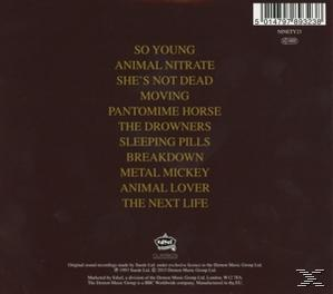 Album-Rückseite. Brauner Hintergrund mit einer Liste von Songtiteln in goldfarbenem Text.