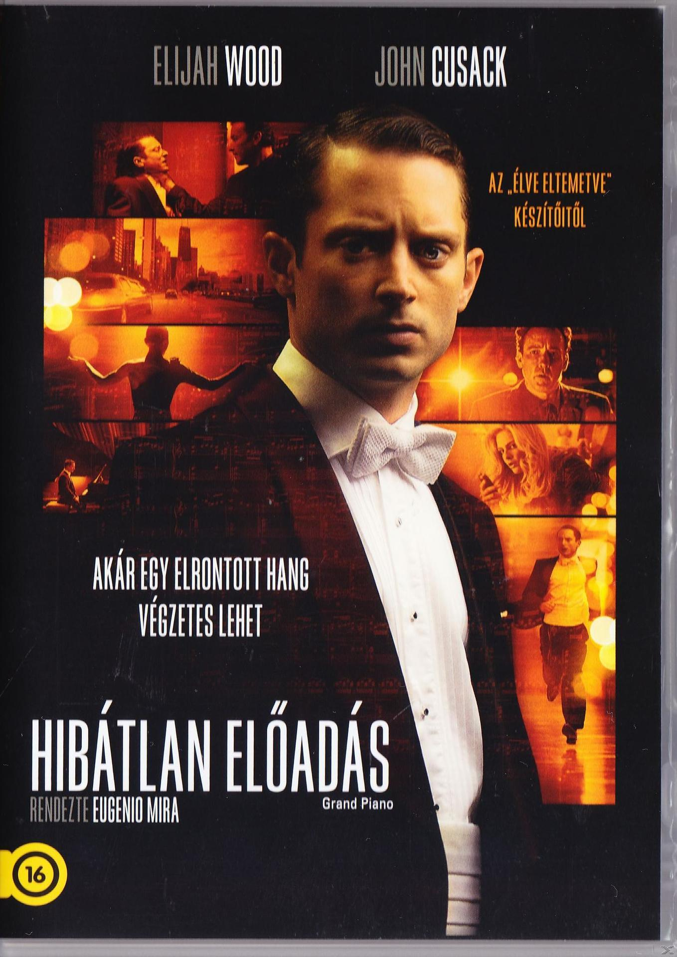 Filmplakát. Férfi szmokingban, csokornyakkendővel, szöveg: Elijah Wood, John Cusack, HIBÁTLAN ELŐADÁS. Hátterében jelenetek.