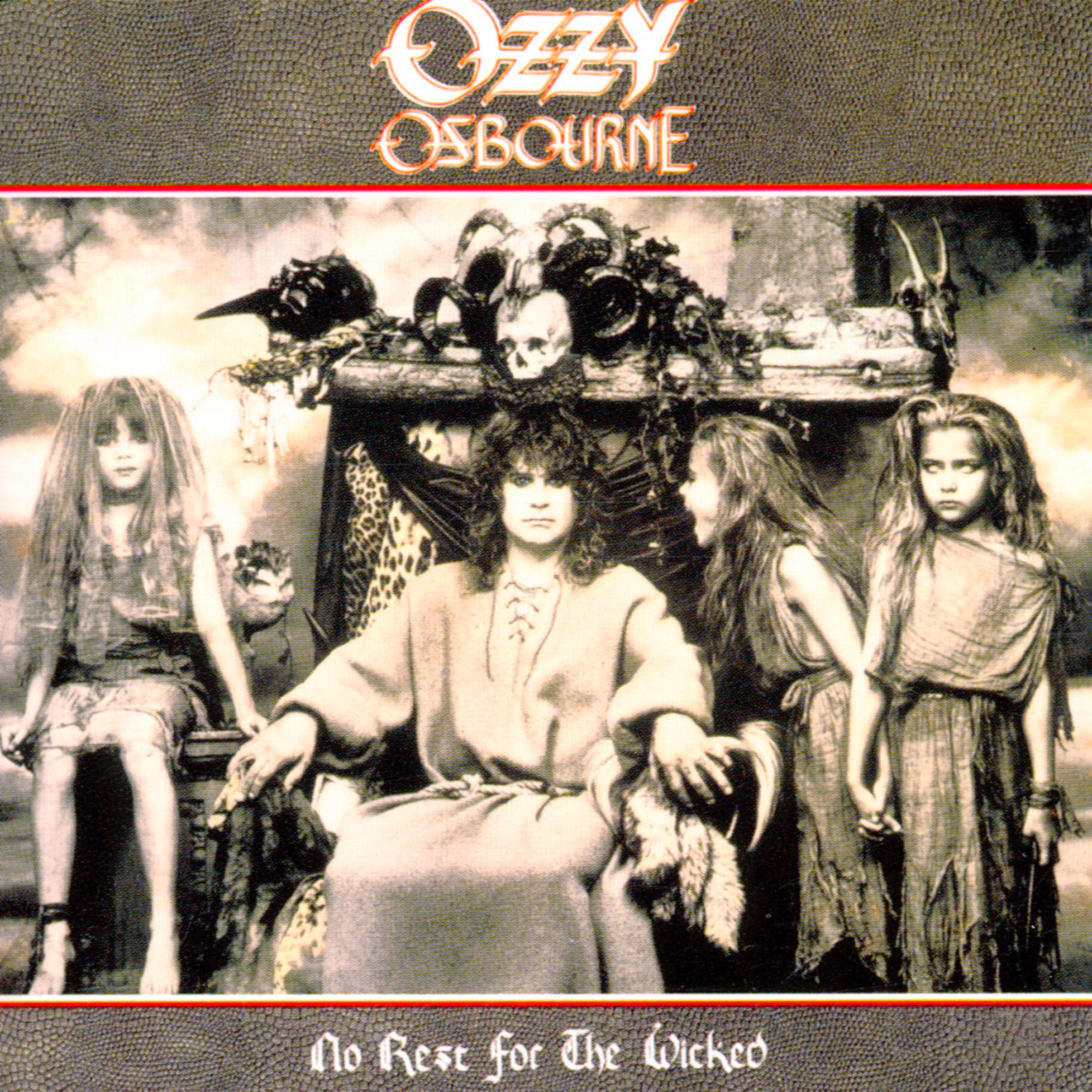 Albumcover: Ozzy Osbourne mit vier Figuren. Titel 'No Rest for the Wicked' unten.