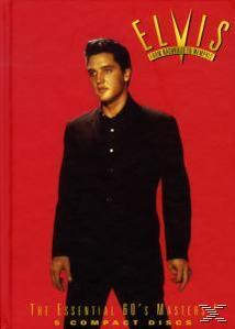DVD-Cover. Elvis in schwarzem Anzug und rotem Hintergrund. The Essential 60's Masters.