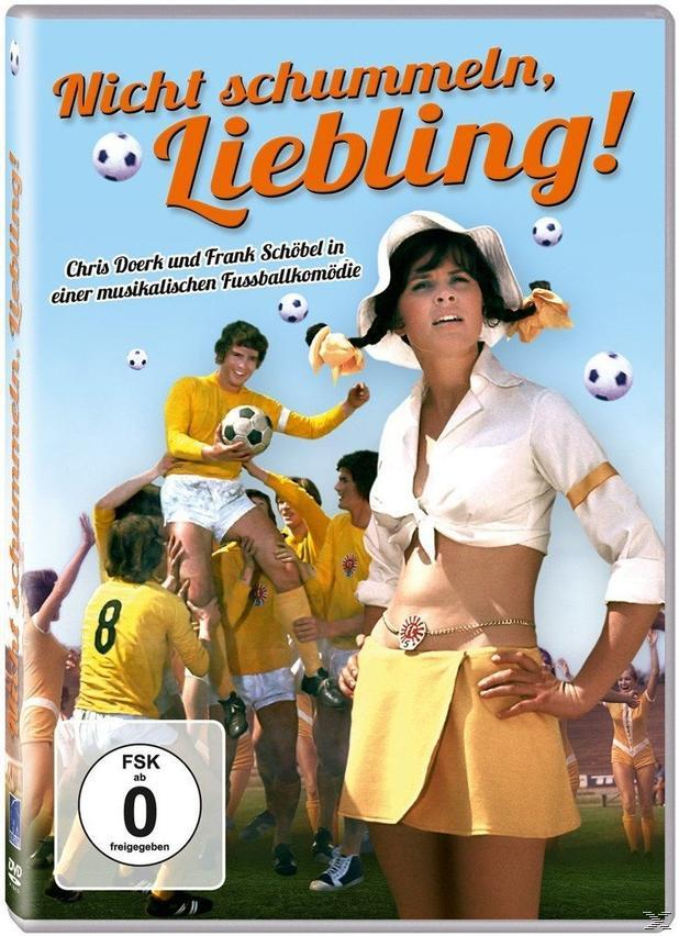 DVD-Cover des Films: "Nicht schummeln, Liebling!" mit Leuten in Fußballtrikots.