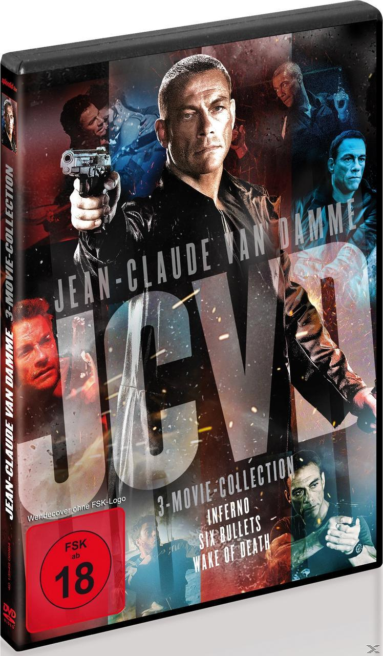 DVD-Hülle von Jean-Claude Van Dammes 3-Filme-Sammlung mit Filmtiteln.