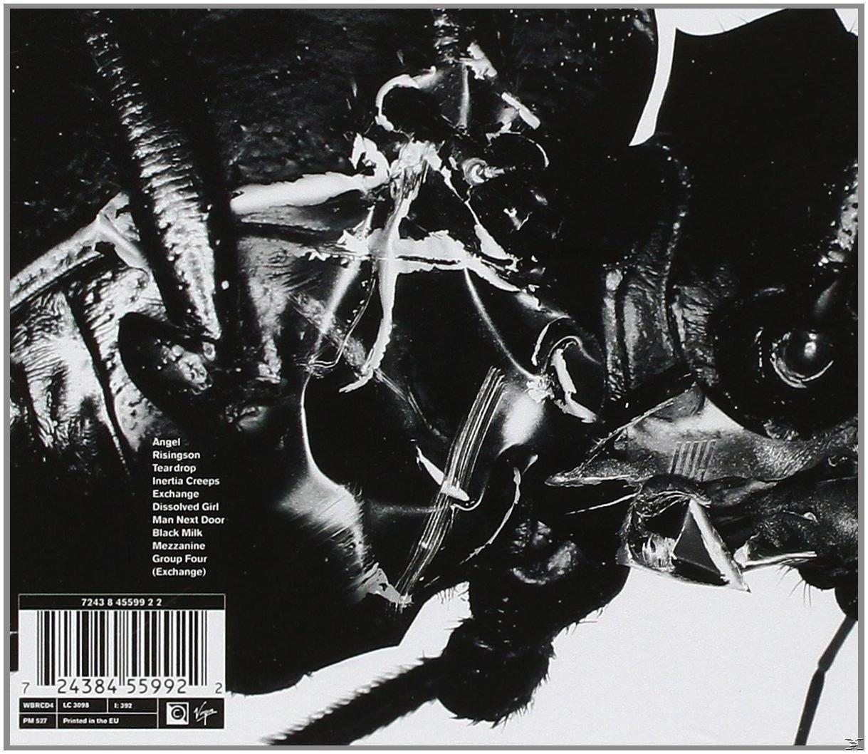 Pochette d'album, gros plan d'insecte, noir et blanc, liste des titres des chansons, fond blanc.