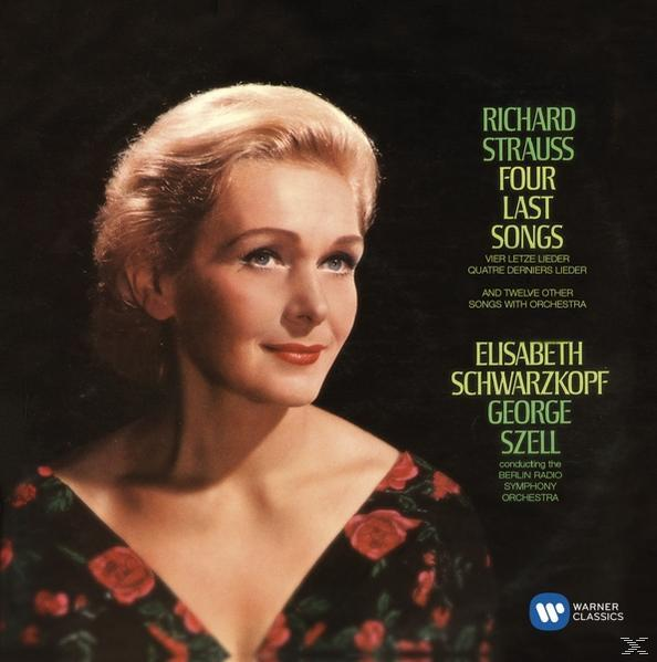 Albumcover. Frau mit blonden Haaren, roten Lippen. Ein rot-schwarzes geblümtes Kleid, alter Stil.