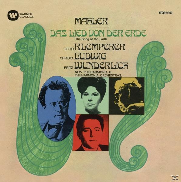 Albumcover für Mahlers Das Lied Von Der Erde. Enthält Porträts von Künstlern und Text auf cremefarbenem Hintergrund.
