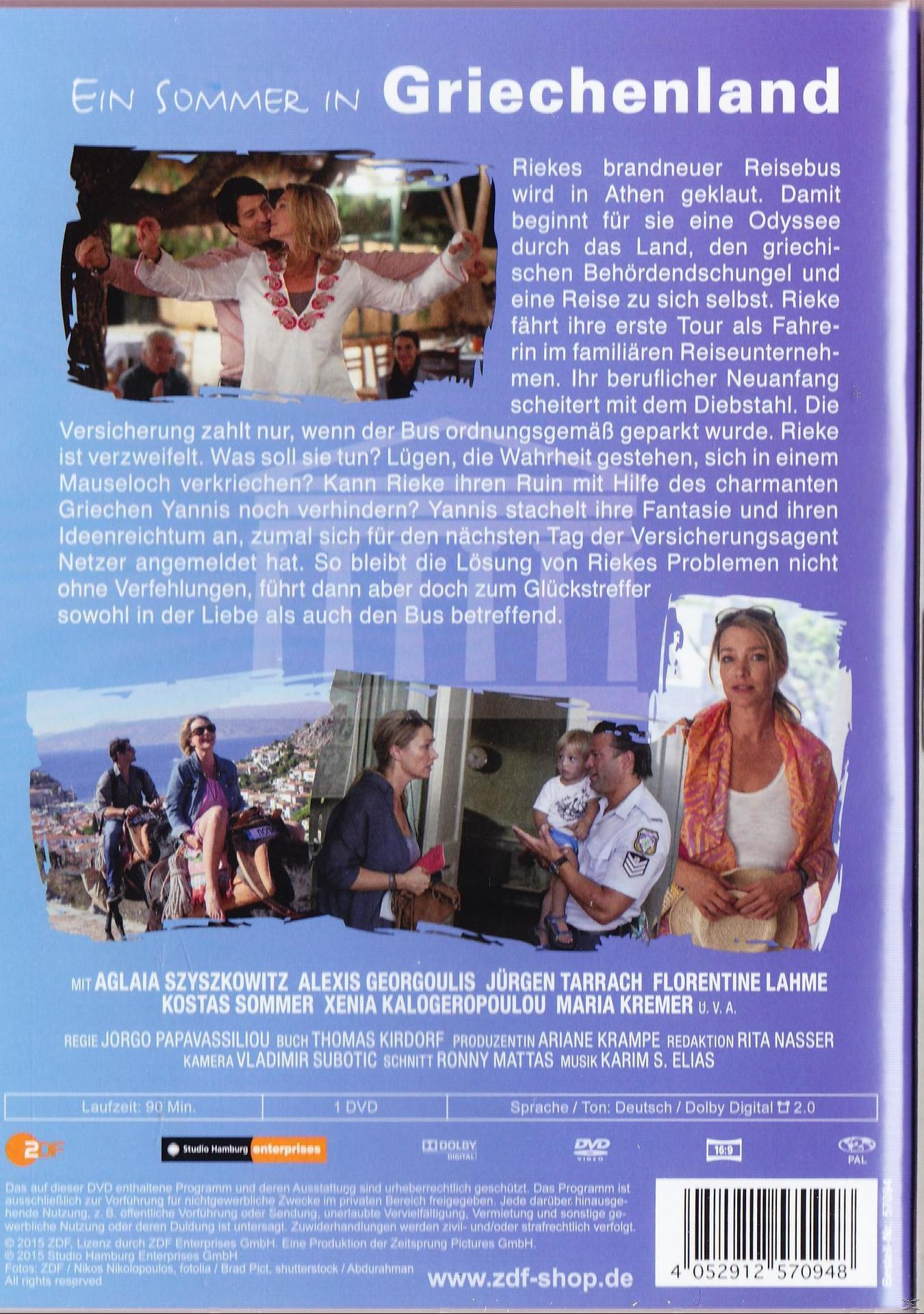 DVD-Cover mit griechischer Landschaft, Text auf Deutsch und Fotos aus dem Film. Menschen sind auf den Fotos.