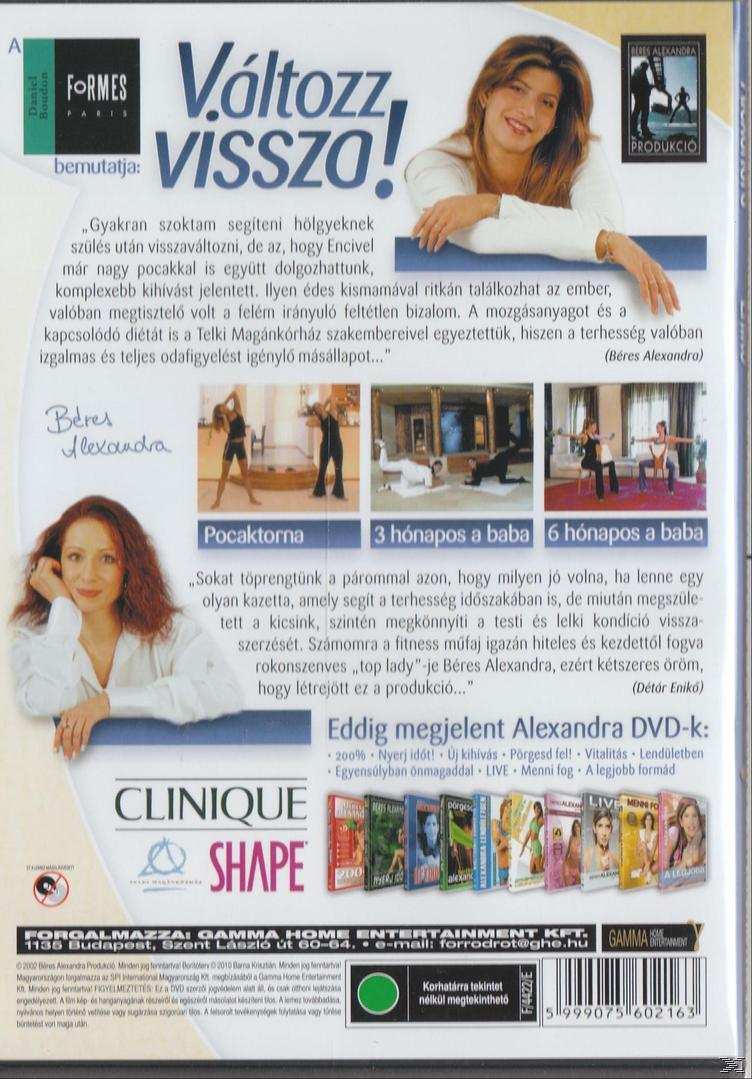 DVD borító egy nő képeivel és szöveggel, fitneszprogramot reklámozva.