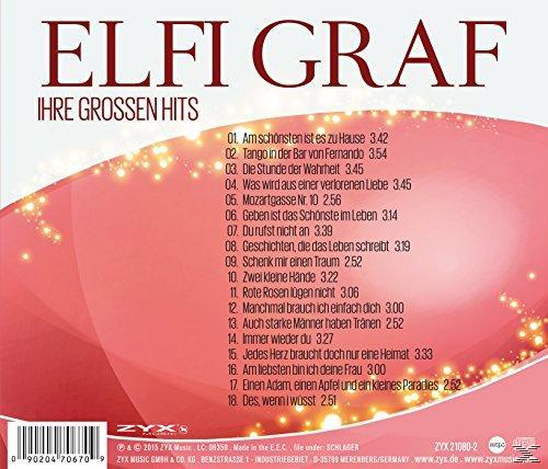 Albumcover mit rotem Text 'ELFI GRAF' und Titeln. Rosa Hintergrund mit weißen Lichtern.