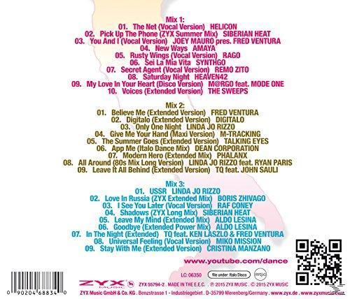 CD-Cover. Titelliste. Verschiedene Künstler und Songtitel. Rosa und gelber Hintergrund.