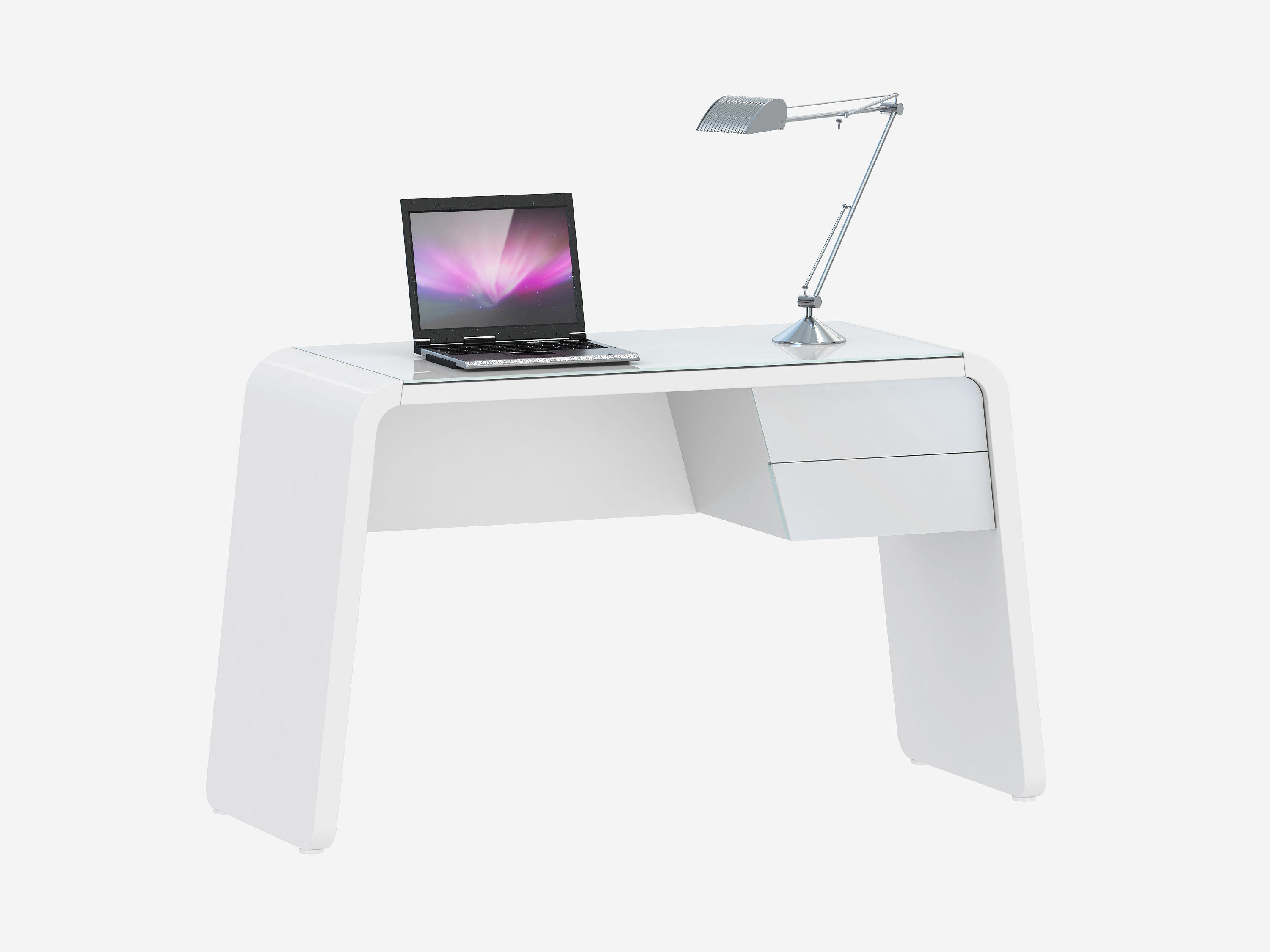 JAHNKE CSL 430 Computer-Schreibtisch Weißglas/ Matt-Weiß 