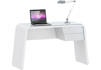 JAHNKE CSL 430 Computer-Schreibtisch Weißglas/ Matt-Weiß 