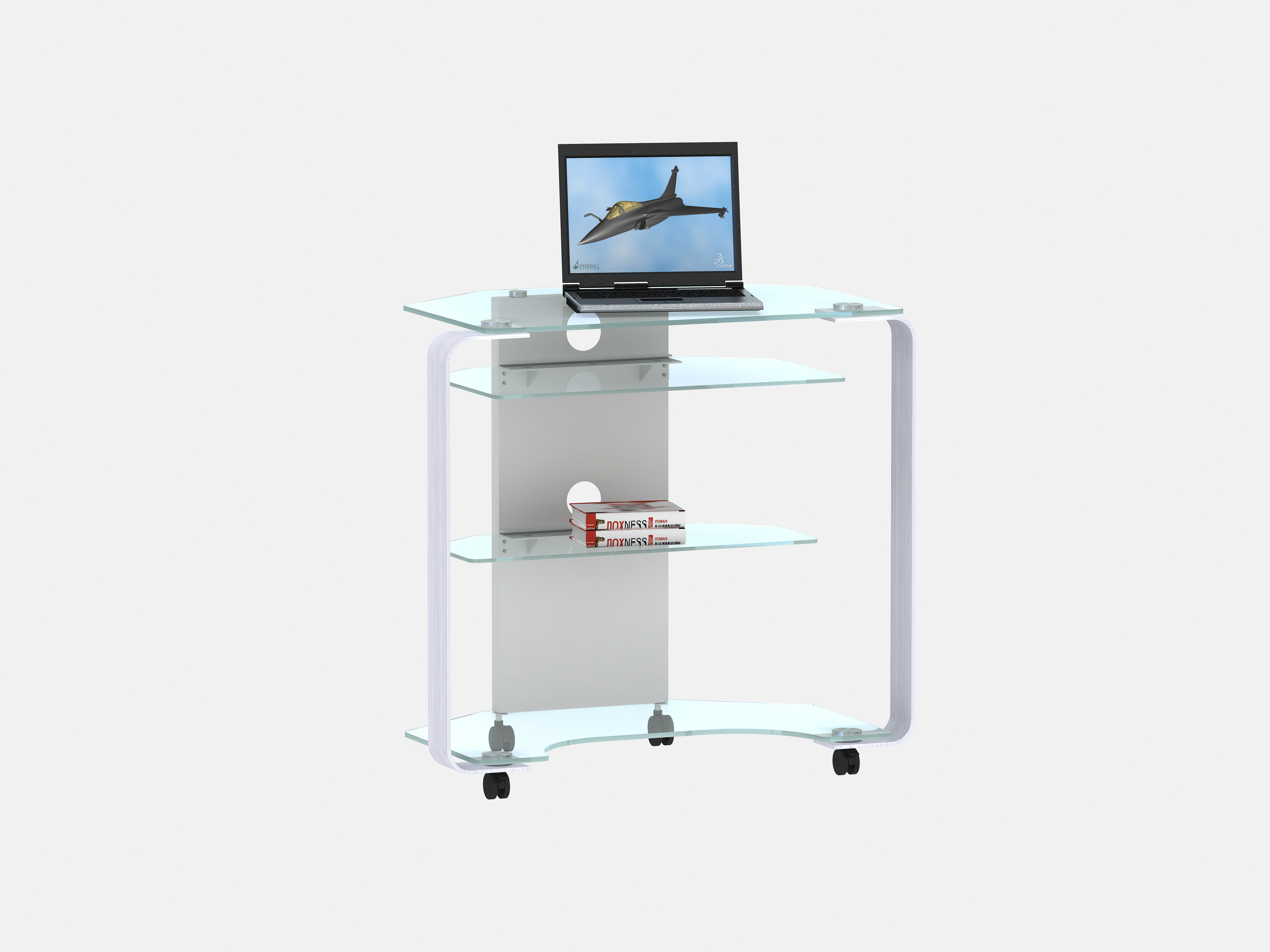JAHNKE CU-MR 200 E Eck-Laptoptisch Klarglas/Alu-geschliffen